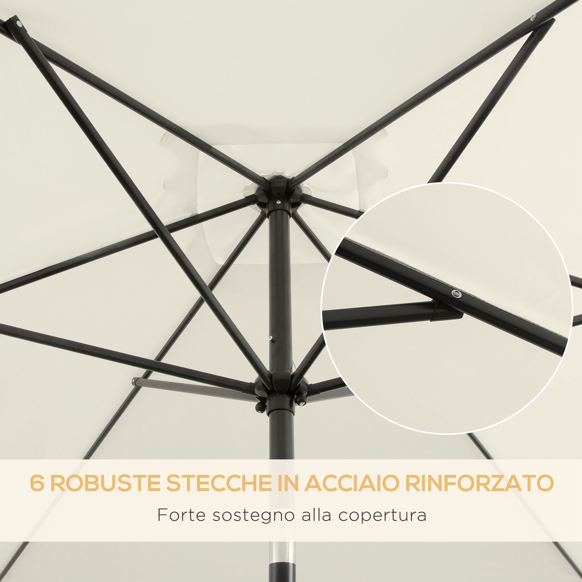Outsunny 2x3m Rectangular Umbrella, in Aluminum, Metal and Polyester with Adjustable Angle, Cream White and Black