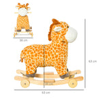 HOMCOM Giraffe Rocking Horse for Children Ages 3-6 with Wheels and Sounds, 63x38x63cm, Yellow