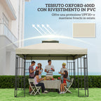 Garden Gazebo Cover 3x3m, 2-Tier UPF30+ Replacement Roof in Polyester, Cream