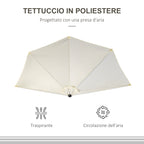 Crescent Terrace Umbrella with Crank Opening and 2 Section Pole, 2.6x1.35 m, Beige