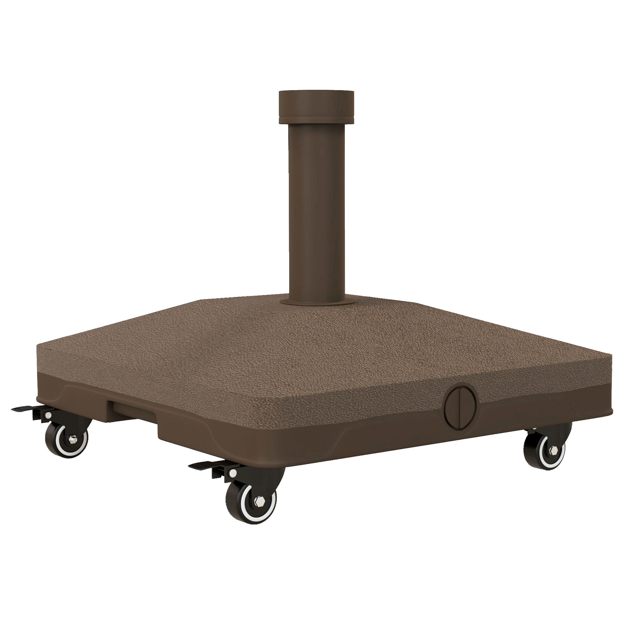 Umbrella Base with Wheels Fillable up to 20 kg for Ø22-38 mm Poles, 45x45x39 cm, Brown