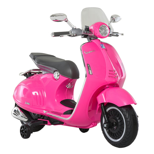 Officially Licensed Vespa Electric Motorcycle for Kids, 2 Wheels, Lights and Sounds, 108x49x75 cm, Pink - Borgè