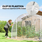 Outsunny 3x4x2 m Tunnel Greenhouse with Roller Doors, Steel Frame and Anti-UV PE Cover, Transparent
