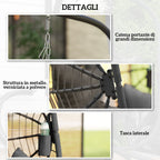 Outsunny Hanging Egg Chair with Padded Cushion and Folding Basket, 120x106x188 cm, Grey