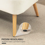 2-Seater Sofa in Linen-Effect Fabric without Armrests with Wooden Legs, 117x56.5x77 cm, Cream White