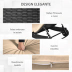 PE Rattan Garden Lounger with Adjustable Backrest and Cushion, 207x70x70cm, Black