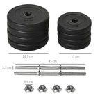 20 kg Dumbbell Set (4 x 2.5 kg, 4 x 1.5 kg) with 8 Discs and 2 x 2 kg Dumbbells, 43 x 18 x 7.5 cm, Black