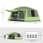 Camping Tent with Veranda, Family Tent for 8 People, Polyester, 405x305x225cm