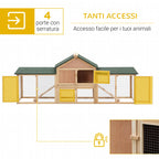 Rabbit Cage, Enclosed Rabbit Hutch with Ramps, Waterproof Roof and Removable Tray 210 x 45.5 x 84.5 cm - Borge' Group Limited
