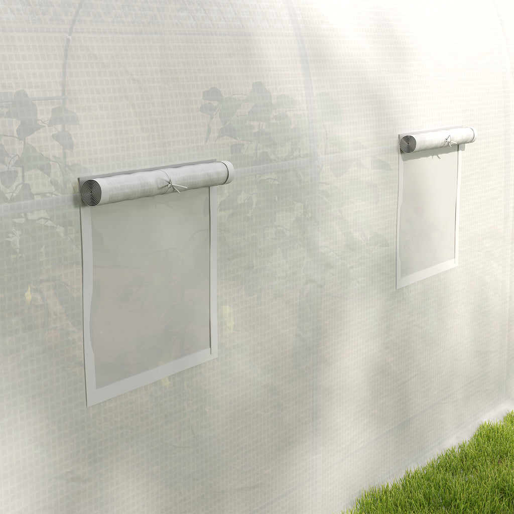 Garden Tunnel Greenhouse with 6 Windows and Roller Door, Steel and PE, 3.5x3x2 m, White