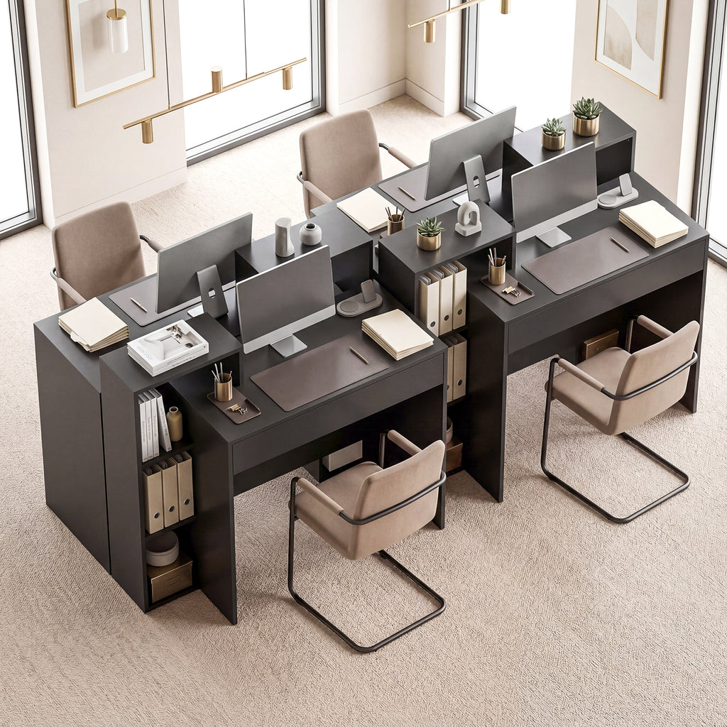 HOMCOM Modern PC Desk with 3 Open Shelves and Drawer, Black Wood, 100x40x90 cm