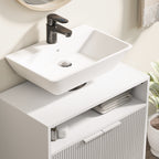 Under Sink Bathroom Cabinet with Adjustable Internal Shelf and Open Shelf, Wooden, 60x33x63 cm, White