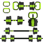 SPORTNOW 6-in-1 Multifunction Gym Weight Set, 20kg Total, Made of Plastic and Sand, 125x18x18 cm, Green