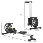 Folding Magnetic Rowing Machine for Home Training, 8-Level Adjustable Flywheel and LCD Monitor, 185x58x57cm, Black - Borge' Group Limited