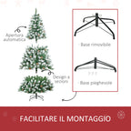 CHRISTMAS TREE - 180cm Artificial Snowy Christmas Tree with 800 Branches and Pine Cones, Automatic Opening and Folding Base, Green