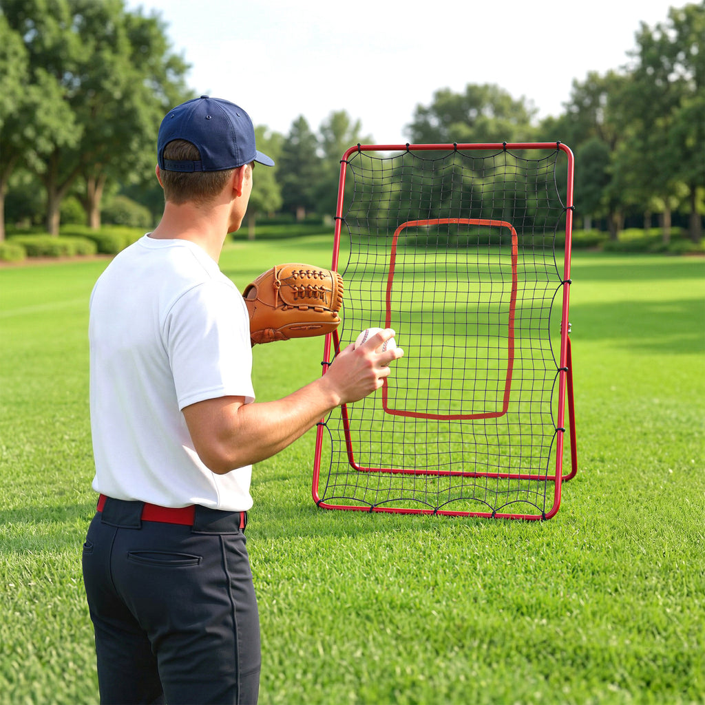 SPORTNOW Portable Baseball Rebound Net with 4 Adjustable Angles.