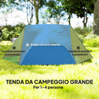 2 Person Camping Tent with 2 Vestibules, 2 Doors, 2 Windows and Carry Bag, 2.8x2.25x1.1 cm, Orange