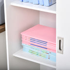 3-Shelf Office Cabinet with 2 Security Keys, Chipboard, 80x40x120 cm, White