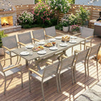 Extendable Garden Table for 8-10 People, in Aluminum and Steel, 154/214x85x73 cm, Gray