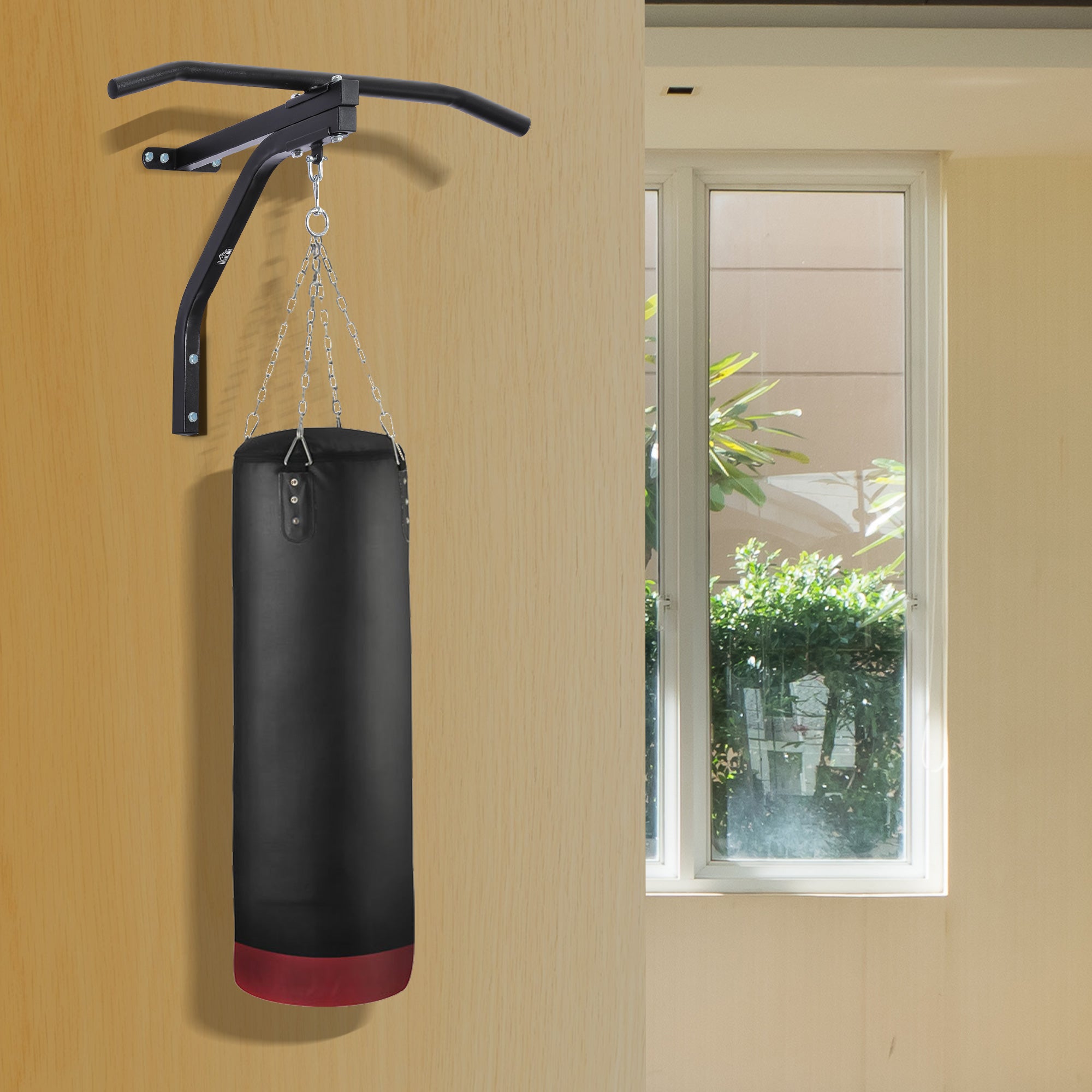 Punching Bag Stand Bracket with Pull Up Bar, 93x47x51cm, Black