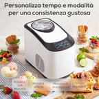 Ice Cream Maker with Built-in Compressor 1.5L, Soft and Hard Modes, Auto-Keep Cold Function, White