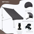 Outsunny 2x1.5m Outdoor Roller Awning with Crank, Adjustable Height and Angle, Grey