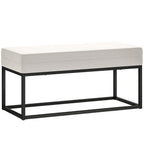 Modern Steel, Sponge and Velvet Fabric Entrance Bench with Adjustable Feet, 94x42x44 cm, Cream