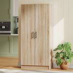 Modern Kitchen Sideboard with 2 Adjustable Shelves and Soft-Close Doors, 75x40x165 cm, Wood