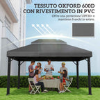Outsunny 3x4m 2-Tier Garden Gazebo Cover in 600D Oxford Fabric with Drainage Holes, Dark Grey