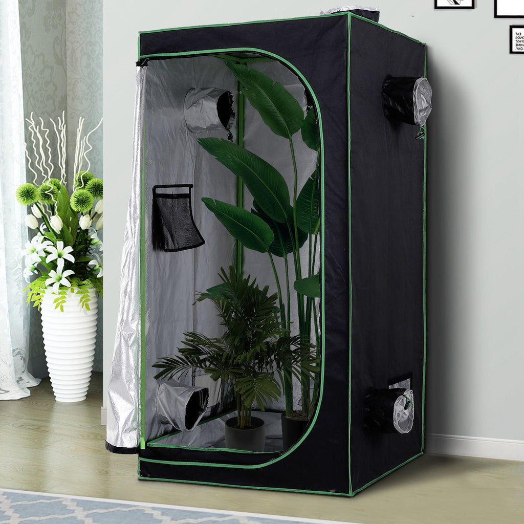 600D Oxford Hydroponic Tent with 5 Adjustable Vents and Window, Hydroponic Growing Greenhouse with Cable Hole for Indoor, 80x80x160cm, Black