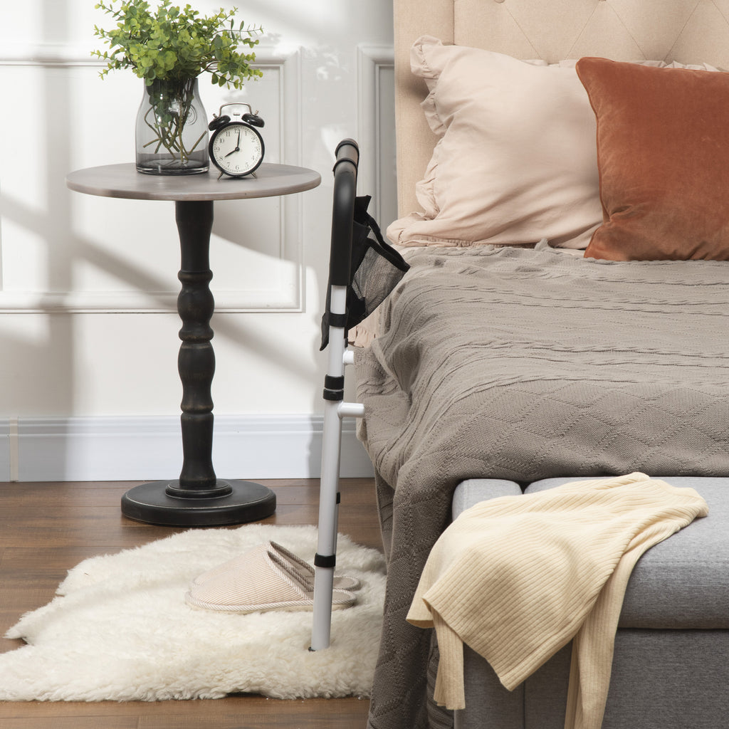 Bed Handle with Adjustable Length and Height, Steel, White