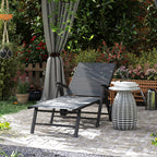 Folding and Reclining Deckchair in 5 Positions with Wheels, in Metal and Textilene, 72x158x84 cm, Gray