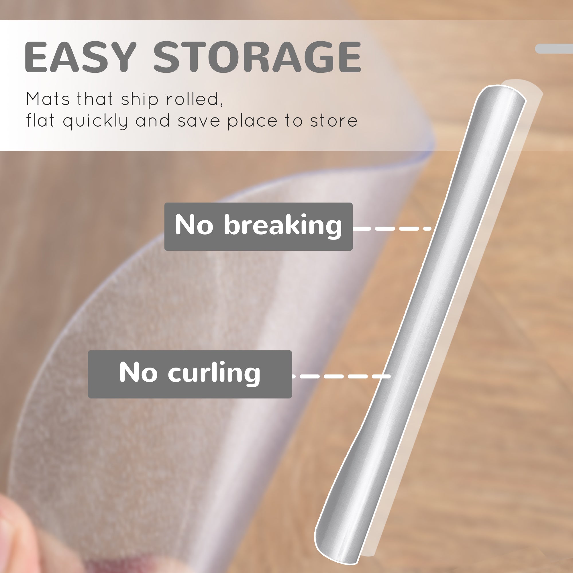 Non-slip floor-saving office chair mat in plastic, 90x120cm, transparent - Borgè