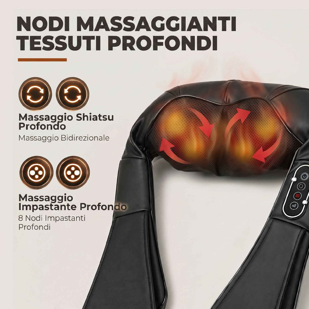 HOMCOM Heated Neck Massager for Back, Neck and Shoulders, Automatic Direction Change, Black