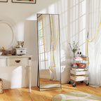 Full Length Wall or Floor Mirror in Metal and Aluminum Alloy, 50x2x161.5 cm, Black