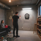 HOMCOM Dartboard with 6 Darts, Power Supply, 4 LED Displays and 27 Games, Made of ABS and PP, 44x51.5x3.2 cm, Black