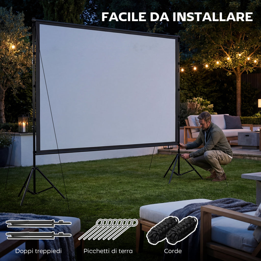 HOMCOM 120" 16:9 HD 4K/8K Projector Screen, 160° Viewing Angle, Double-Sided and Foldable Tripod, White