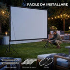 HOMCOM 120" 16:9 HD 4K/8K Projector Screen, 160° Viewing Angle, Double-Sided and Foldable Tripod, White