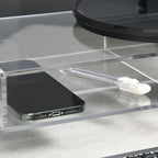 Acrylic PC Monitor Stand with Center Compartments, 57x19x11.5cm, Transparent