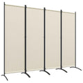 Outsunny 4-Panel Folding Indoor and Outdoor Room Divider, 221x50x172cm, Cream