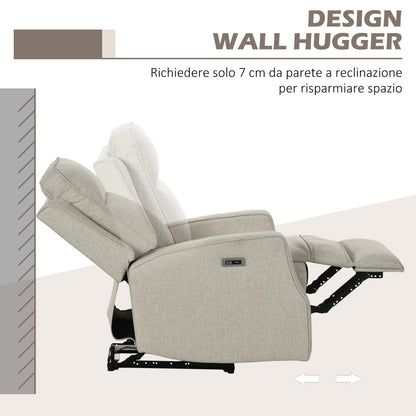 Electric Relax Chair, 150° Modern Reclining Chair with USB for Living Room Bedroom, Beige, 84x92x104cm