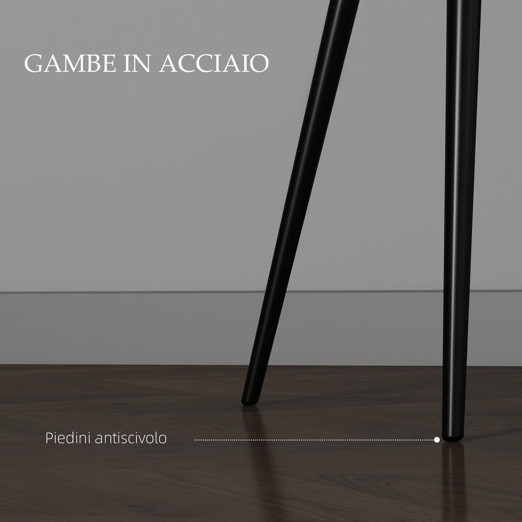 Set of 2 Nordic Dining Chairs Padded with Curved Armrests in Velvet Effect Fabric, 54x57x80 cm, Dark Grey