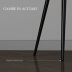 Set of 2 Nordic Dining Chairs Padded with Curved Armrests in Velvet Effect Fabric, 54x57x80 cm, Dark Grey