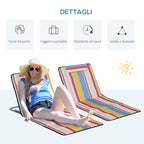 Set of 2 Folding Beach Chairs with Adjustable Backrest and Headrest, 53x124x35-45 cm, Multicolor