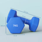 SPORTNOW Set of 2 2x7kg Hexagonal Dumbbells in Metal and Plastic with Non-Slip Grip, 22.5x10.5x10.5 cm, Blue