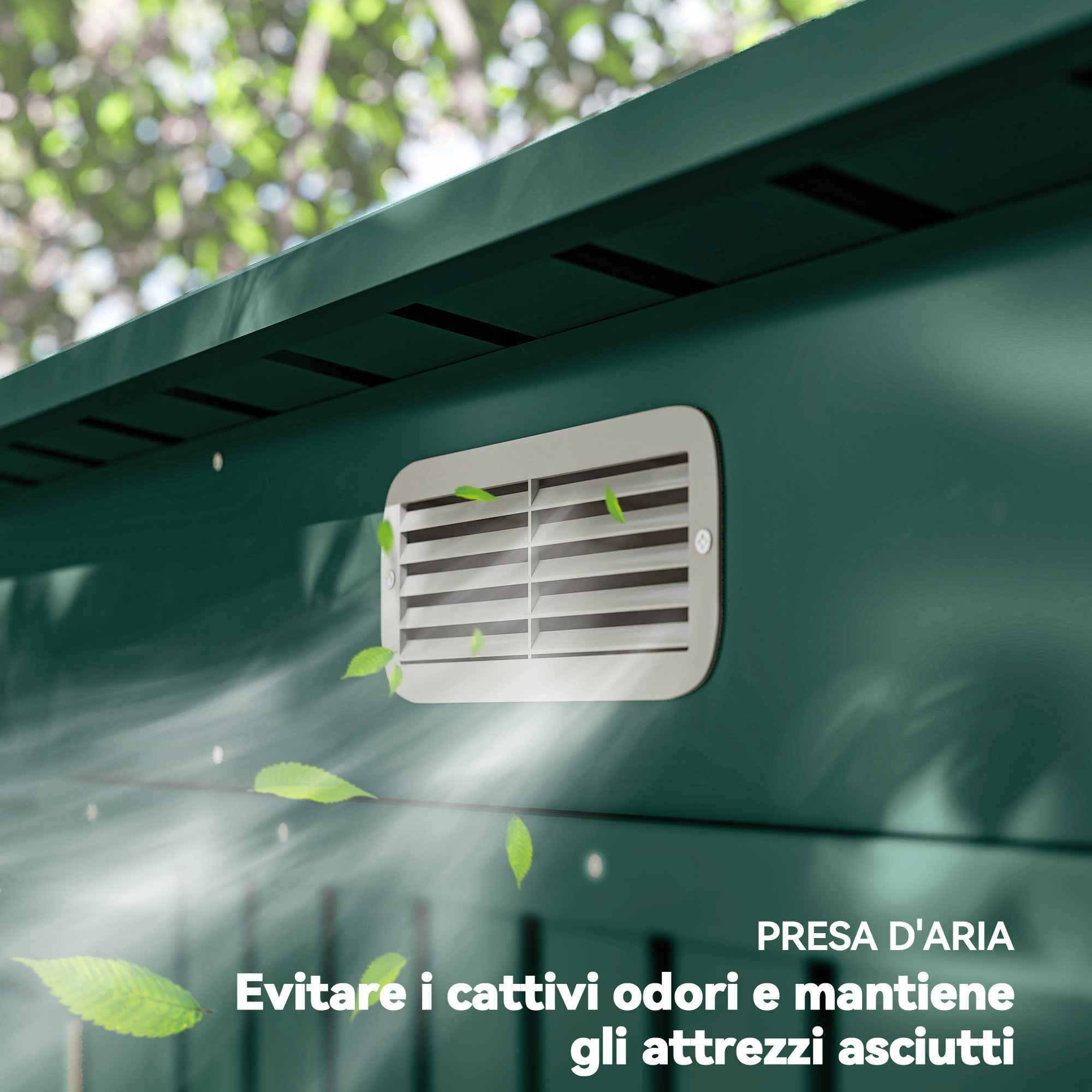 Outsunny Steel Tool Shed with 2 Vents and Latch, 249x121x183 cm, Green