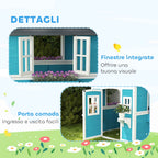 Outsunny Children's Playhouse for 3-8 Years Old with Pots and Planters, Made of Fir Wood, 114x126.4x135 cm, Blue