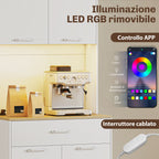 Modern Sideboard with LED Lights, Power Sockets and USB Ports, 2 Cabinets and Drawer, 71x40x180 cm, White