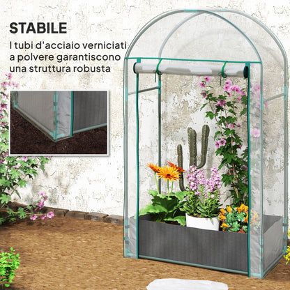 Wall-Mounted Greenhouse with Plant Bag and Roll-Up Entrance, Steel and Plastic, 89x50x152 cm, Transparent