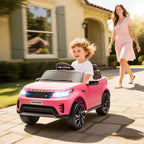 Electric Ride-On Toy Car for Kids, Land Rover License, with LED Headlights, Horn and Remote Control, 105x68.5x58 cm, Pink